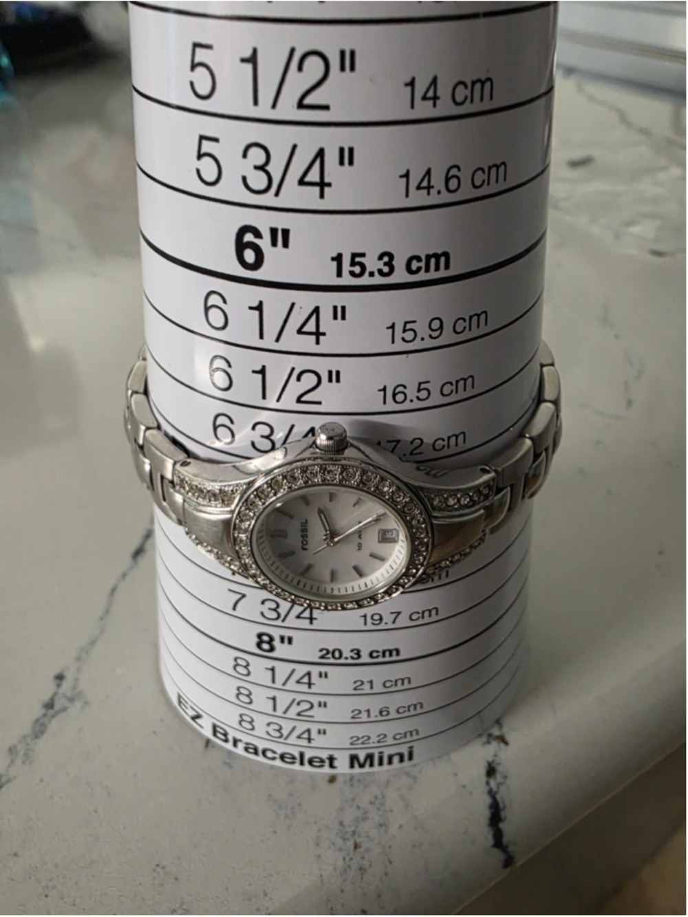 Women's Fossil Silver-Tone Crystal Accent Watch, One Size - Picture 11 of 12